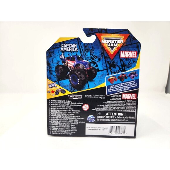2024 Monster Jam Captain America Monster Truck 1:64 Marvel Series 2 (sm) - Picture 3 of 7
